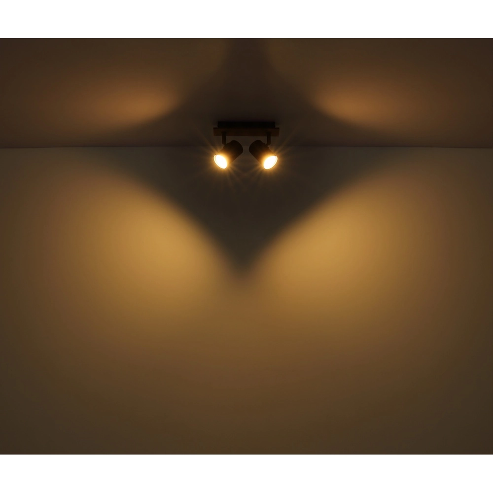 Plafondlamp Linca 2-lichts zwart met hout Globo 9007371452941