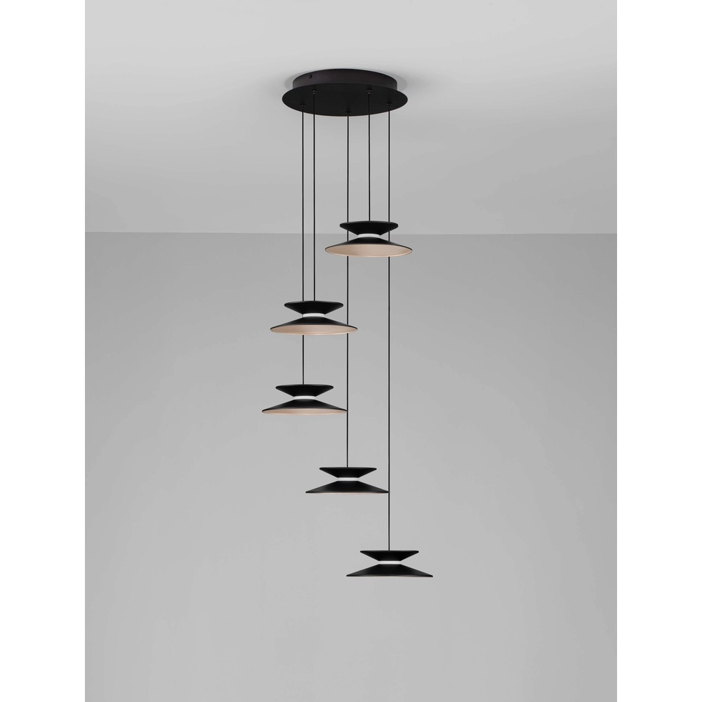 Design hanglamp Morfi 5-lichts zwart Lyora 5212017458483