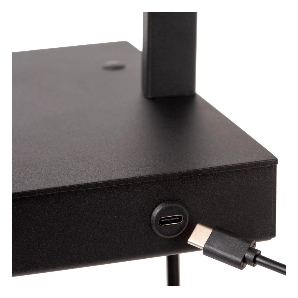 Design bedlampje Gregory zwart met USB oplaadpunt Lucide 5411212303370