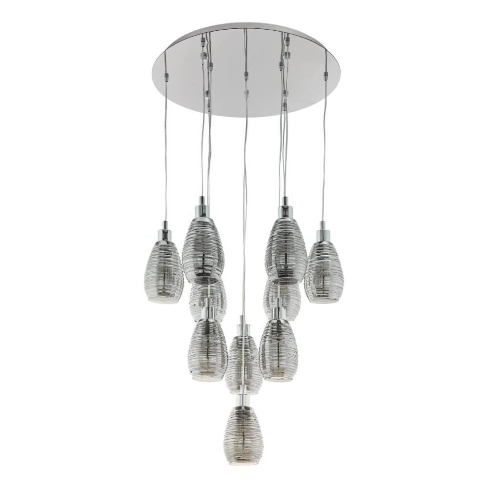 10-lichts hanglamp Siracusa chroom