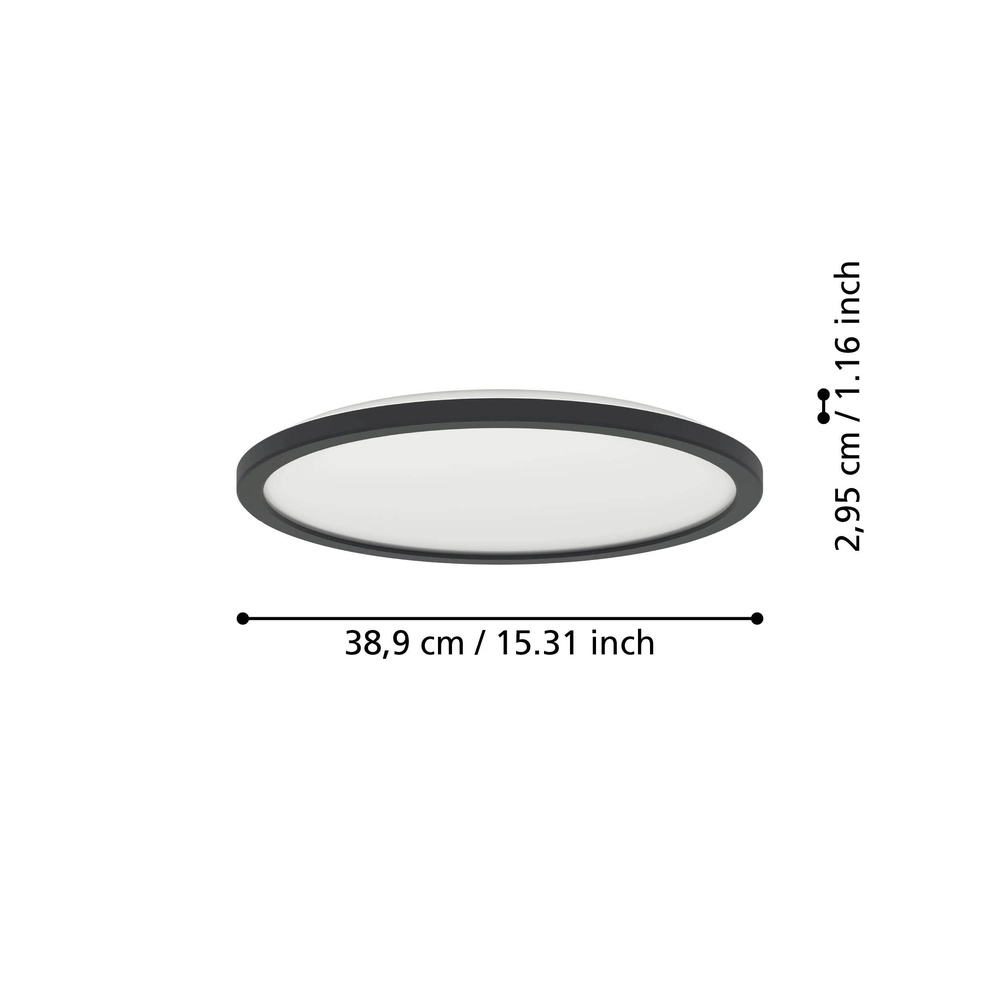Slimme badkamer lamp Rovito-Z rond - zwart - Ø 38,9cm Eglo 9008606329717