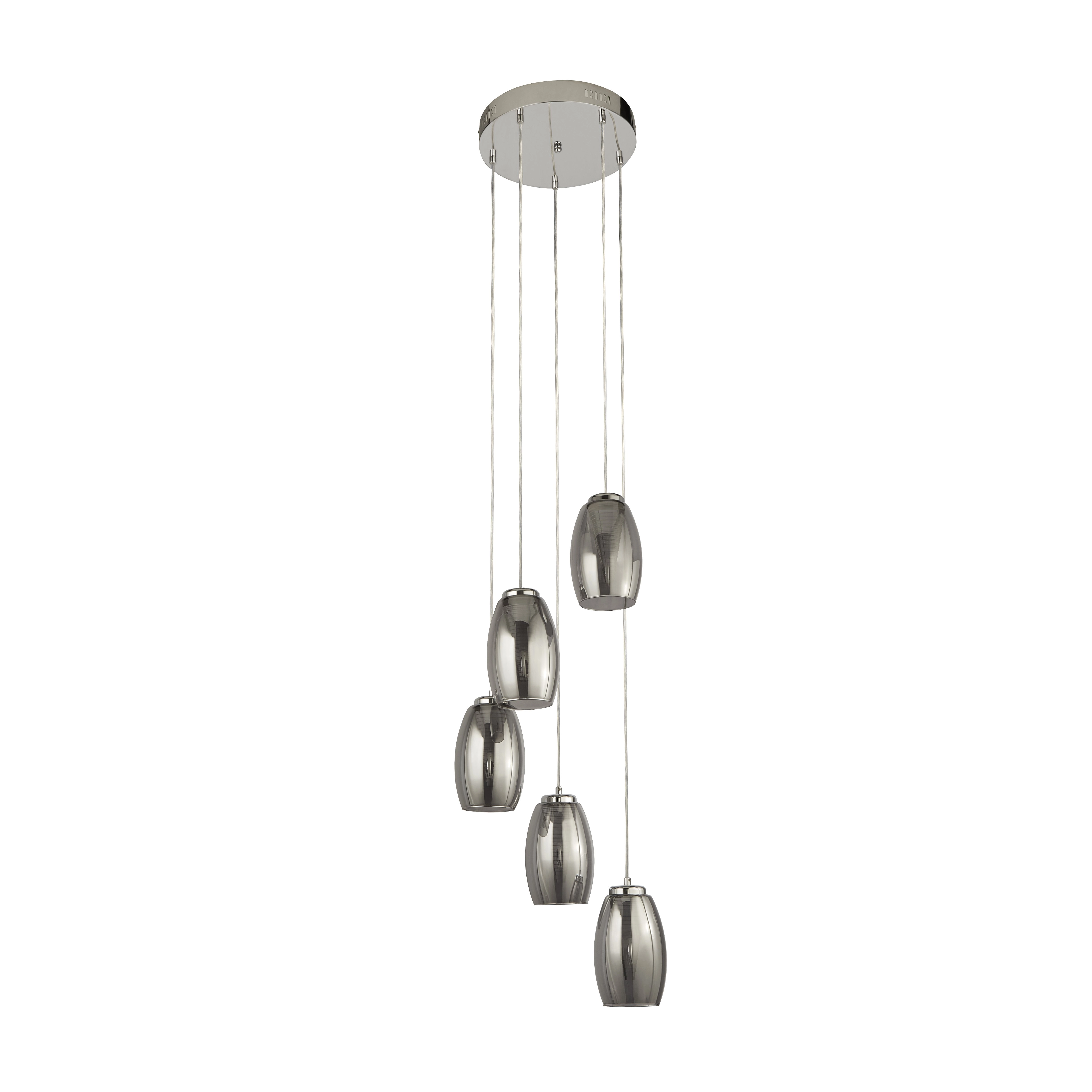 5-lichts vide hanglamp Cyclone chroom met smoke