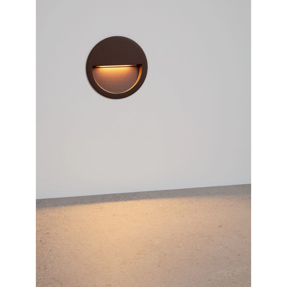 Ronde inbouw wandlamp Sete roestbruin Lyora 5212017497994
