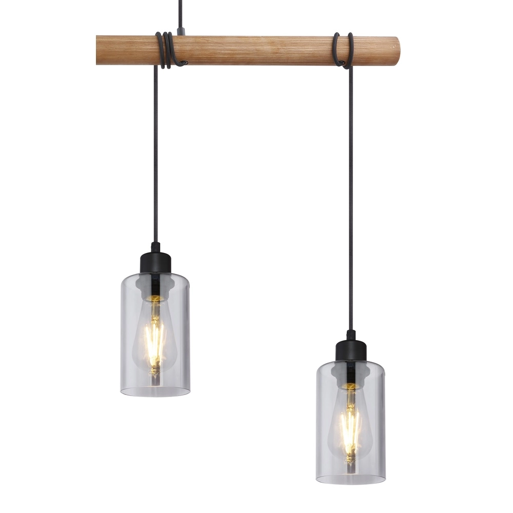 Hanglamp Hadera 4-lichts zwart met smoke glas Globo 9007371414840