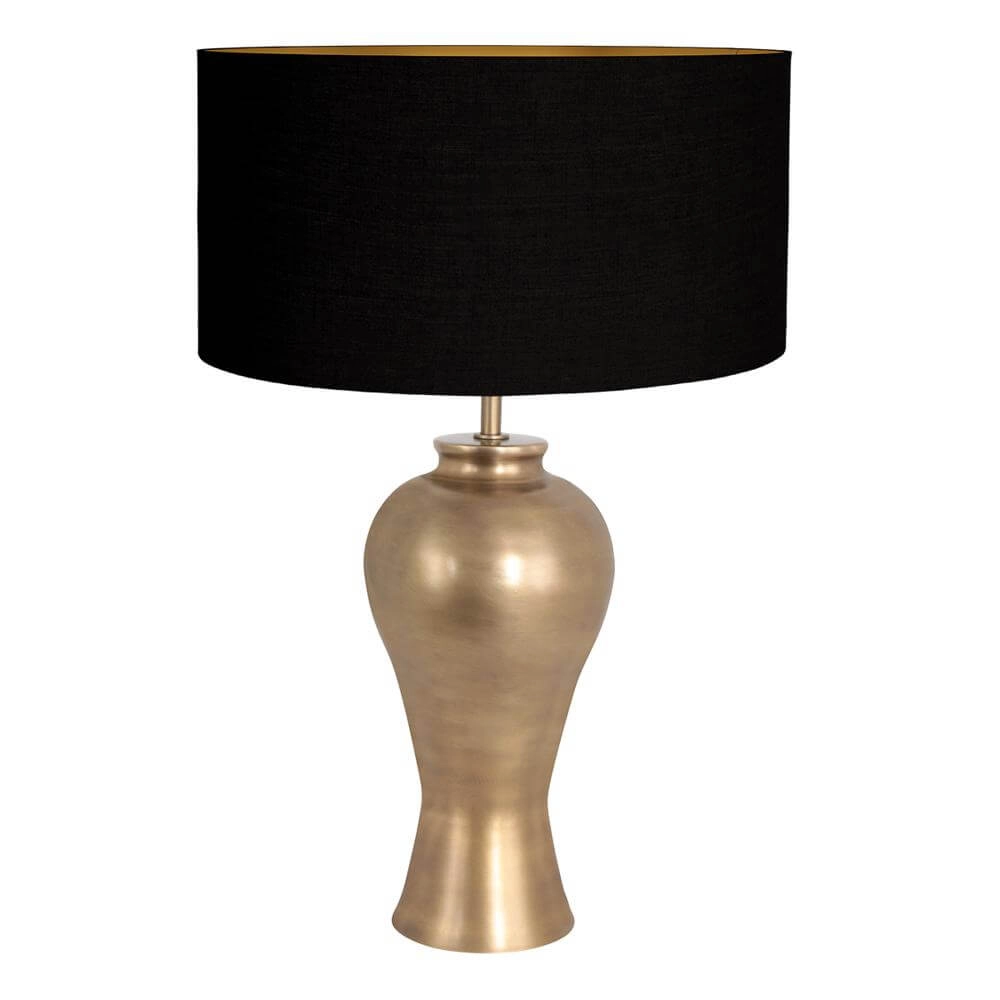 Tafellamp Brass brons met zwarte kap Steinhauer 8712746175578