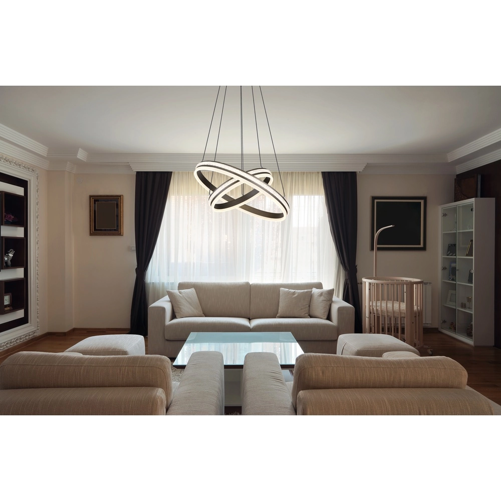 Design hanglamp Grouni 2 ringen titanium geborsteld Globo 9007371454990