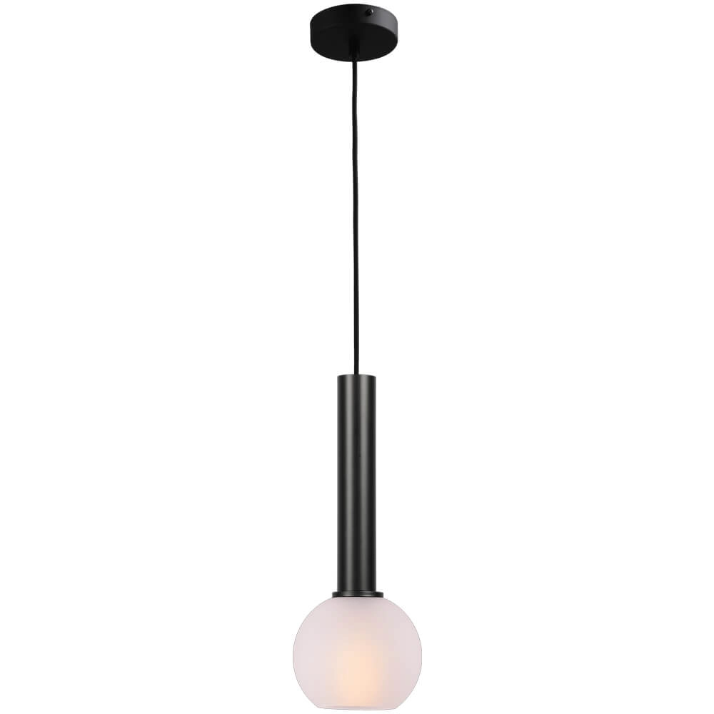 Hanglamp Ø 15cm Bella 2 Zwart met mat wit glas Hanglamp Ø 15cm Bella 2 Zwart met mat wit glas