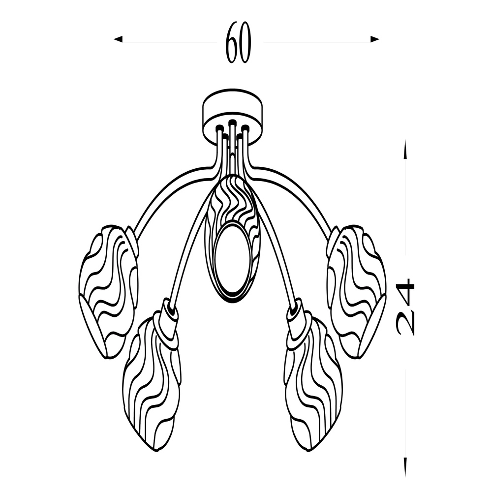 Plafondlamp Astral nikkel 5-lichts Searchlight 5053423304076