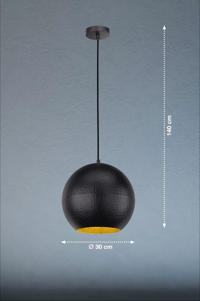 Bol hanglamp Mylon Ø 30cm zwart Fischer & Honsel 4003694607636