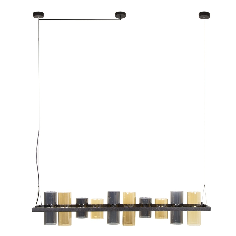 Hanglamp Cylinder 130cm - smoke en amber glas Lyora 8716803512443