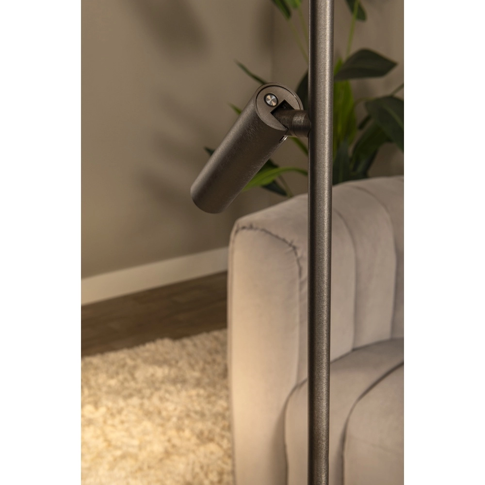 Strakke vloerlamp met leeslamp Applause geborsteld metaal - led Premium by Lucide 5411212221865