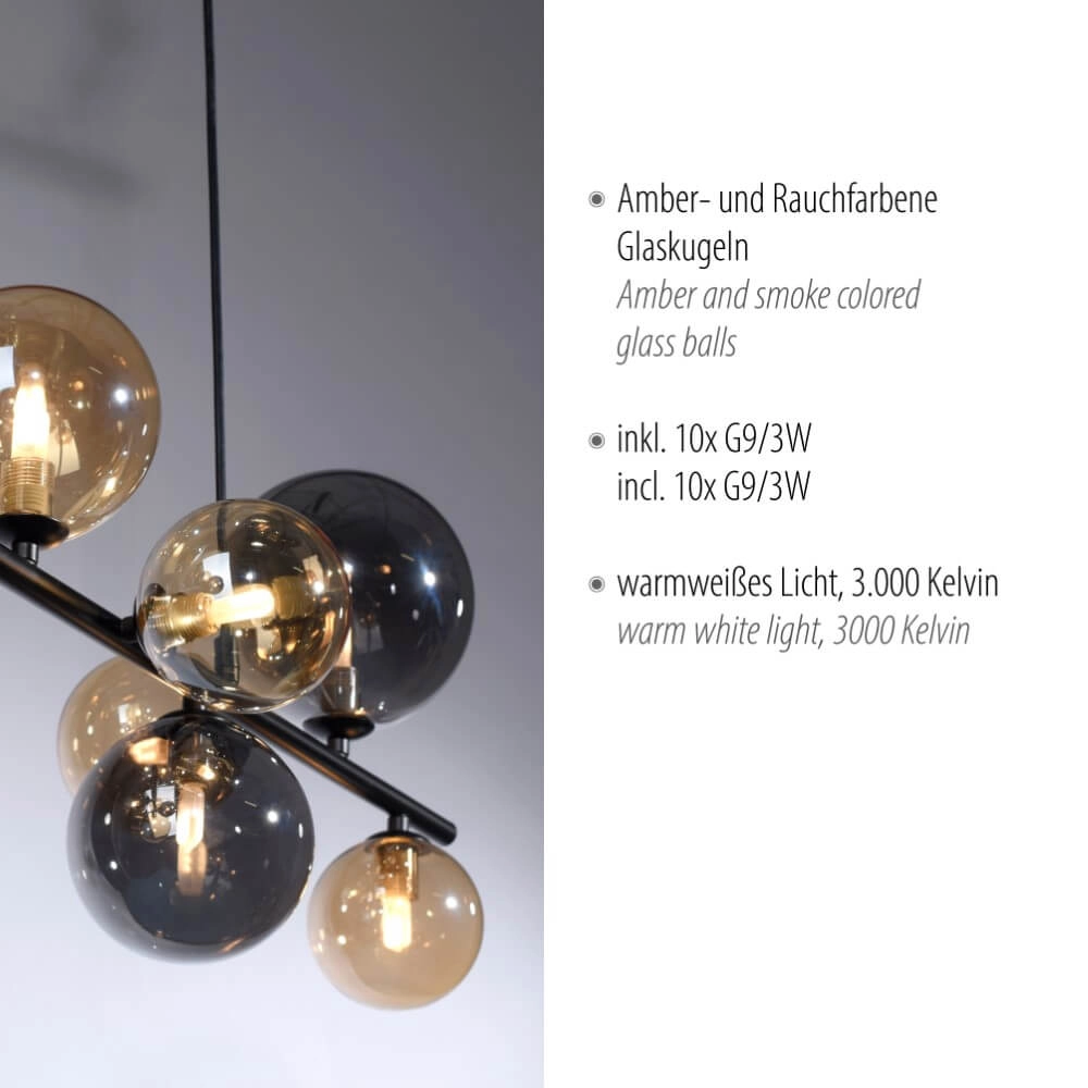 Zwarte hanglamp Popsicle design 10-lichts Paul Neuhaus 4012248375495
