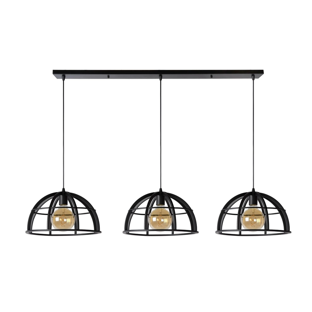 3-lichts hanglamp Dikra industrieel zwart