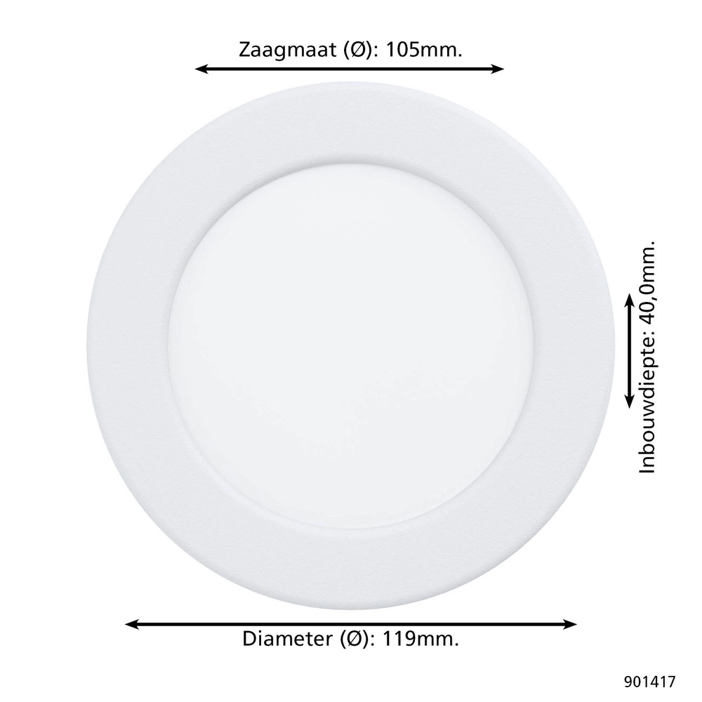 IP44 inbouw lamp Fueva 6 rond - wit - Ø 11,9cm Eglo 9008606330942