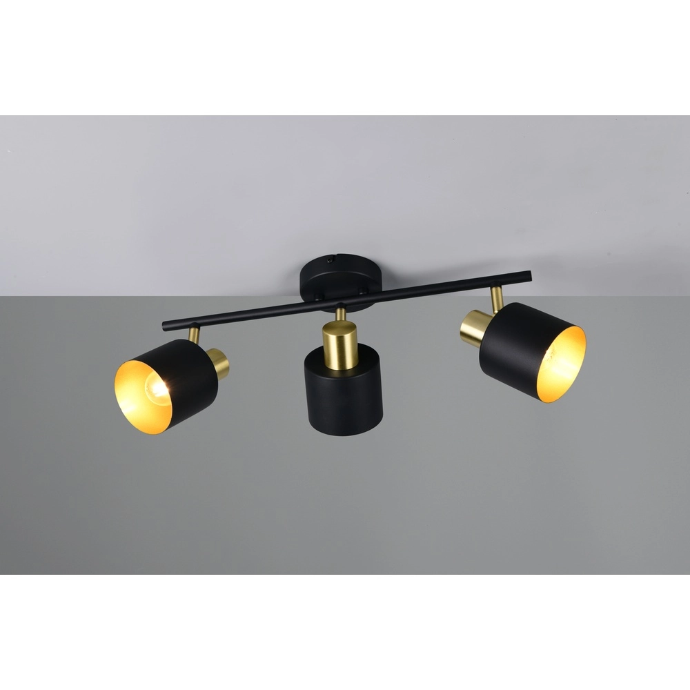 Plafondlamp Eva 3-lichts zwart met goud Trio 4017807654660