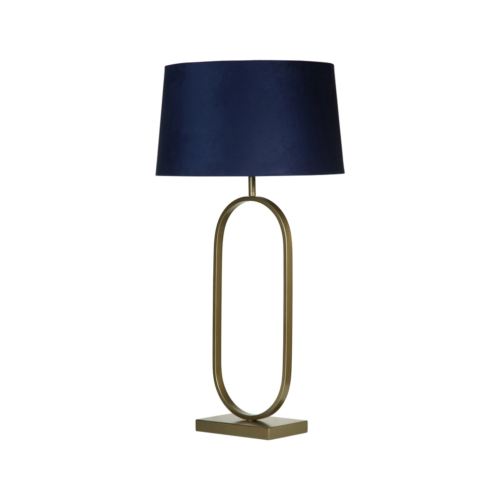 Tafellamp Modish brons met blauwe kap Tafellamp Modish brons met blauwe kap
