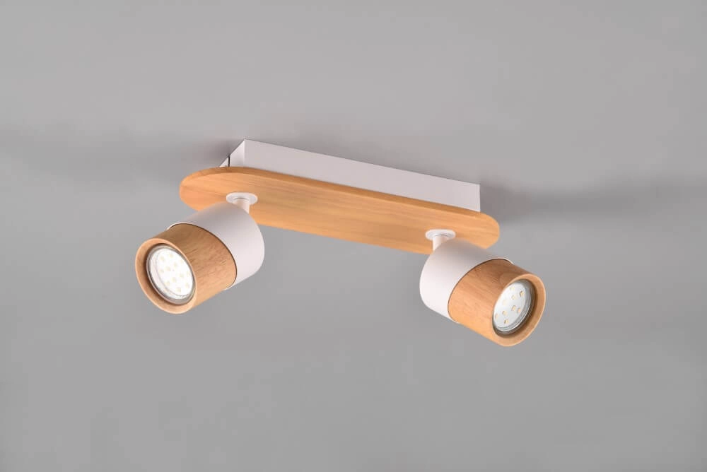 Plafondlamp hout met wit Aruni 2-lichts Trio 4017807562316