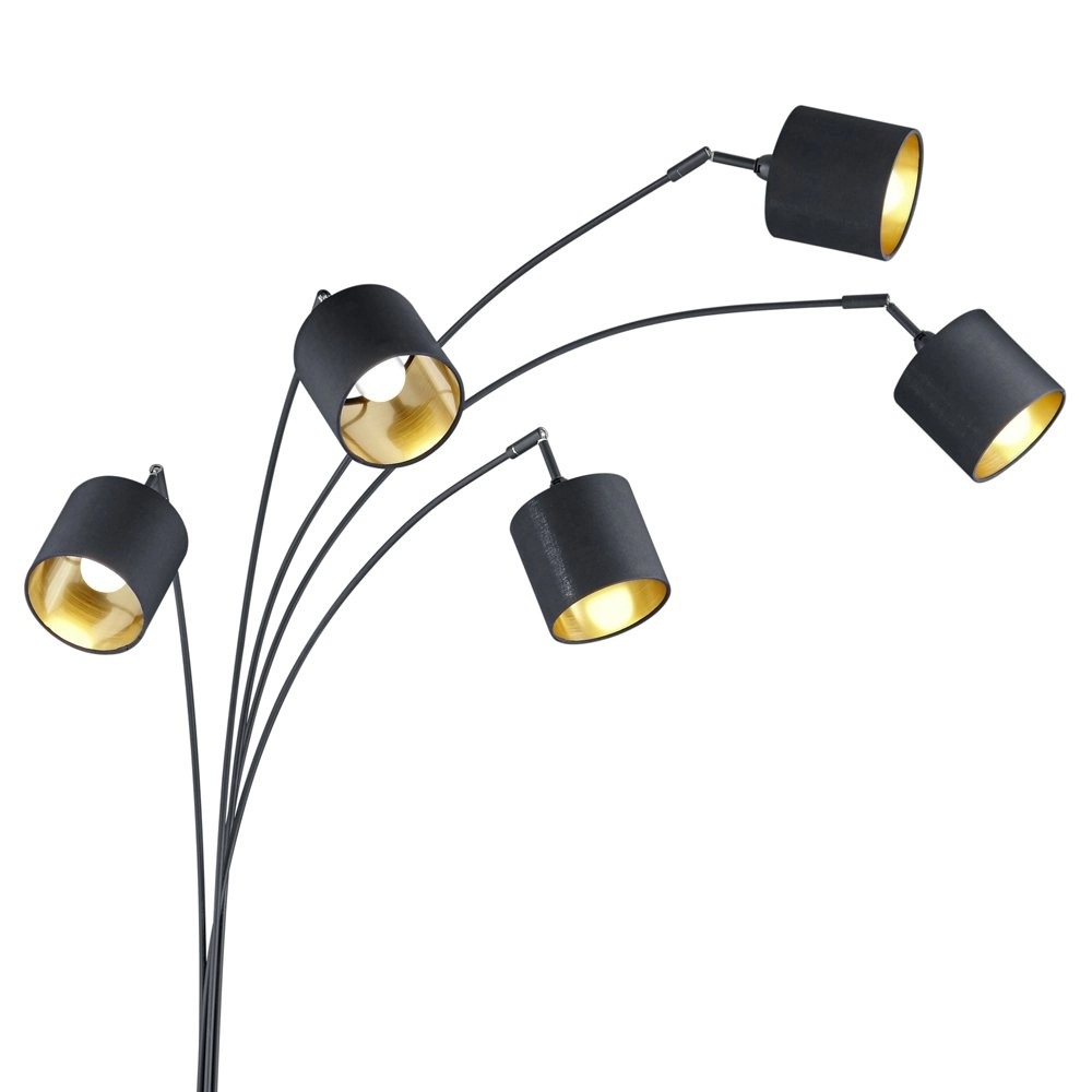 Design schemerlamp Tommy 5-lichts zwart met goud Trio 4017807395150