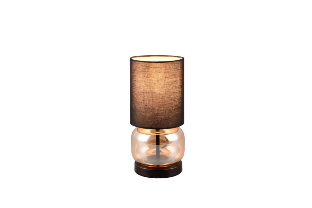 Zwarte tafellamp Elio met amber glas Zwarte tafellamp Elio met amber glas