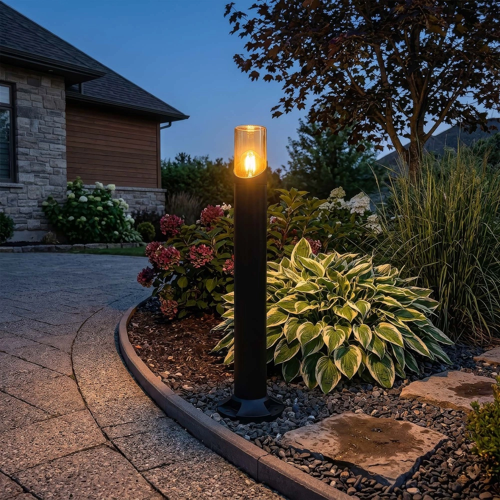 Tuinlamp Broadway zwart met amber glas 90cm Searchlight 5,05342E+12