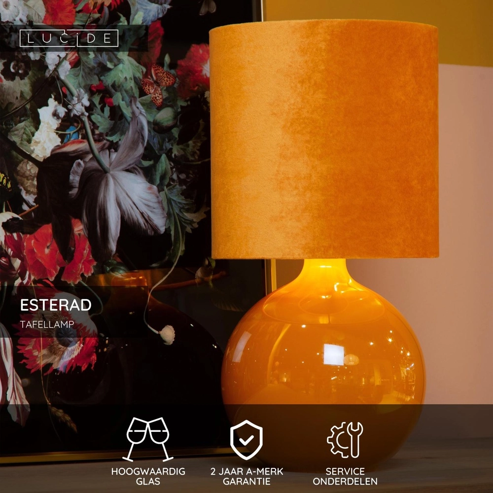 Okergele schemerlamp Esterad Ø 24cm Lucide 5411212105950
