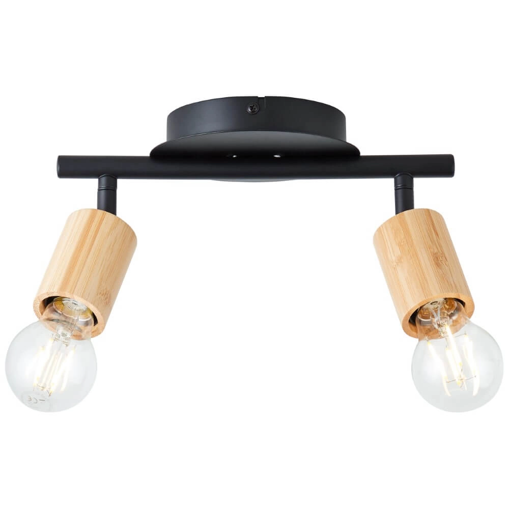 2-lichts plafondlamp Tiffany zwart met hout Brilliant 4004353406447