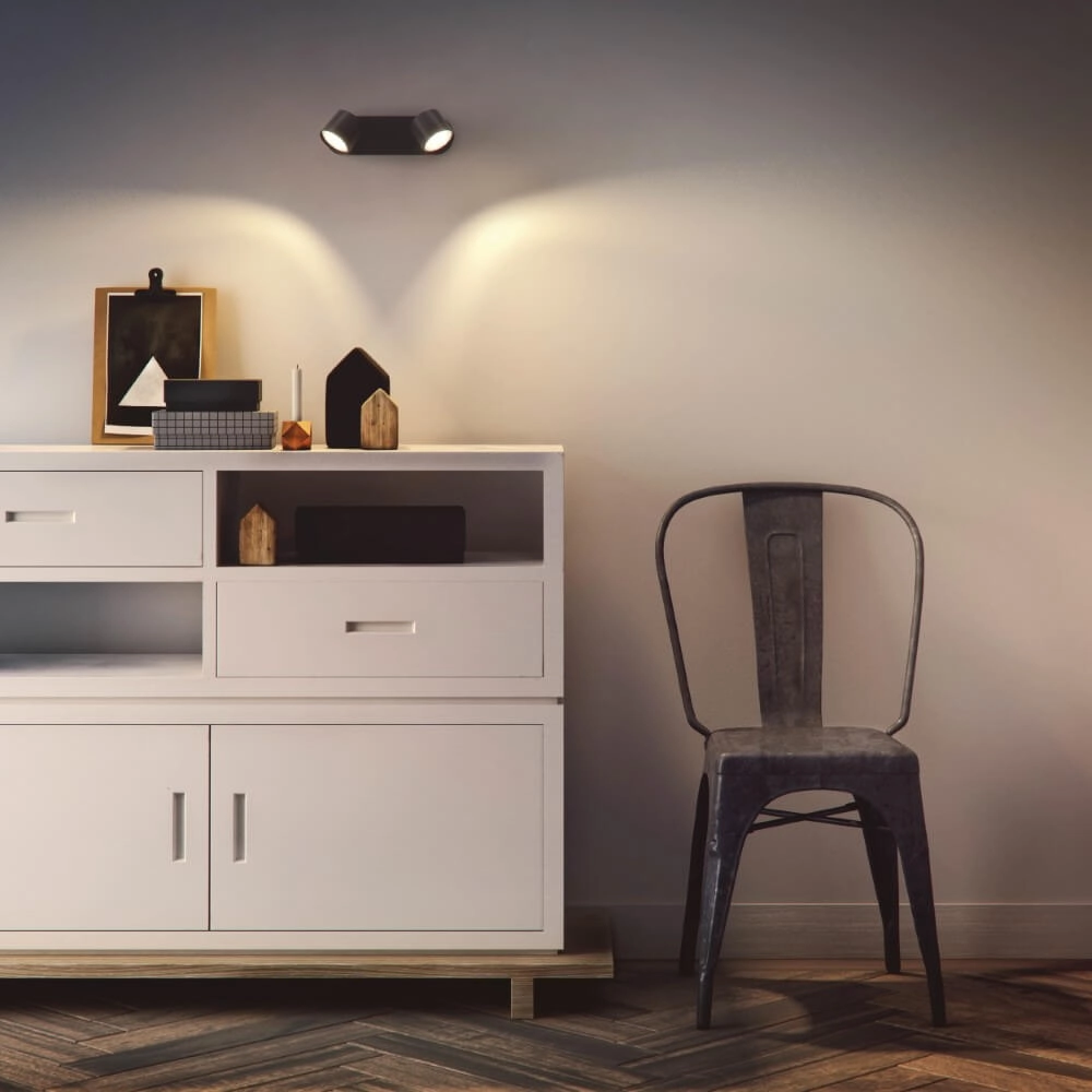 Zwarte led plafondspot Star 2-lichts Philips 8719514435391