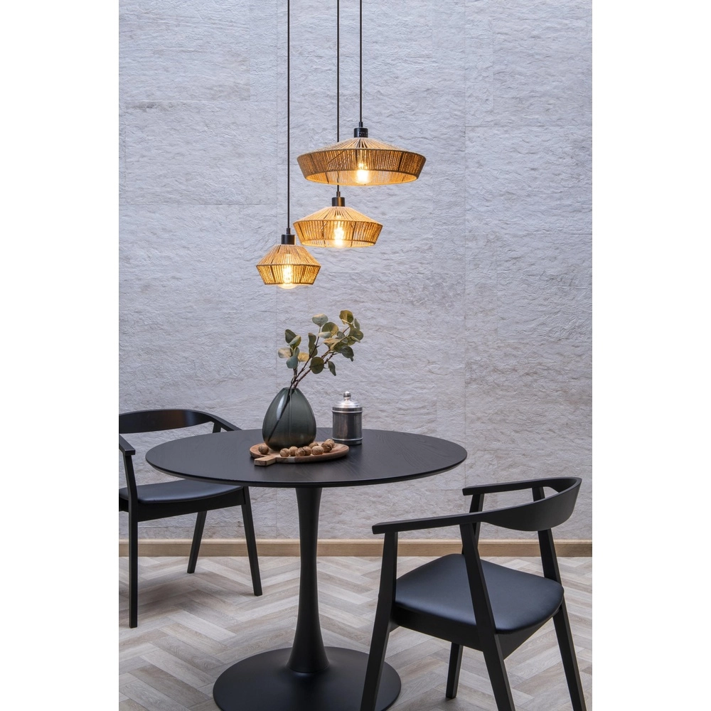 Hanglamp Yunkai Ø 60cm zwart met rotan Lucide 5411212105714