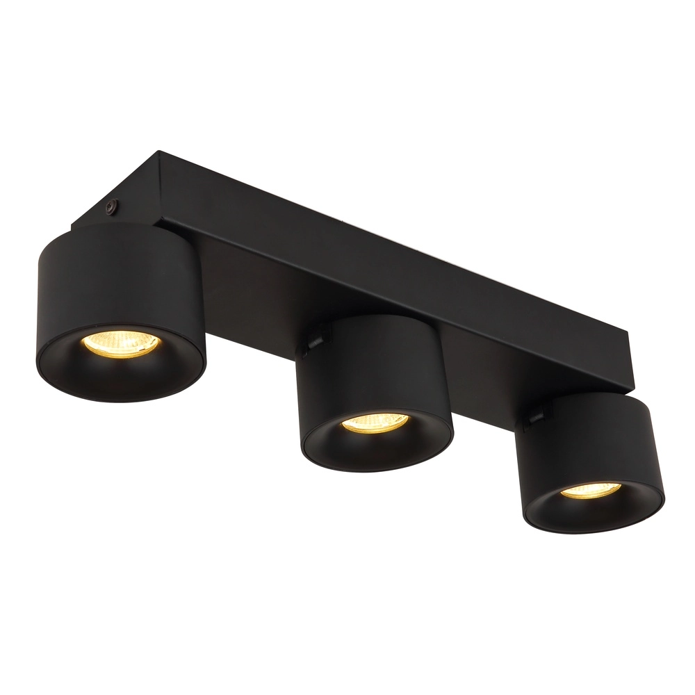 Strakke plafondlamp Rae 3-lichts zwart Globo 9007371456642