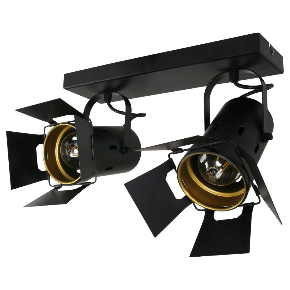 Zwarte opbouwspot Carre 2-lichts Steinhauer 8712746128024