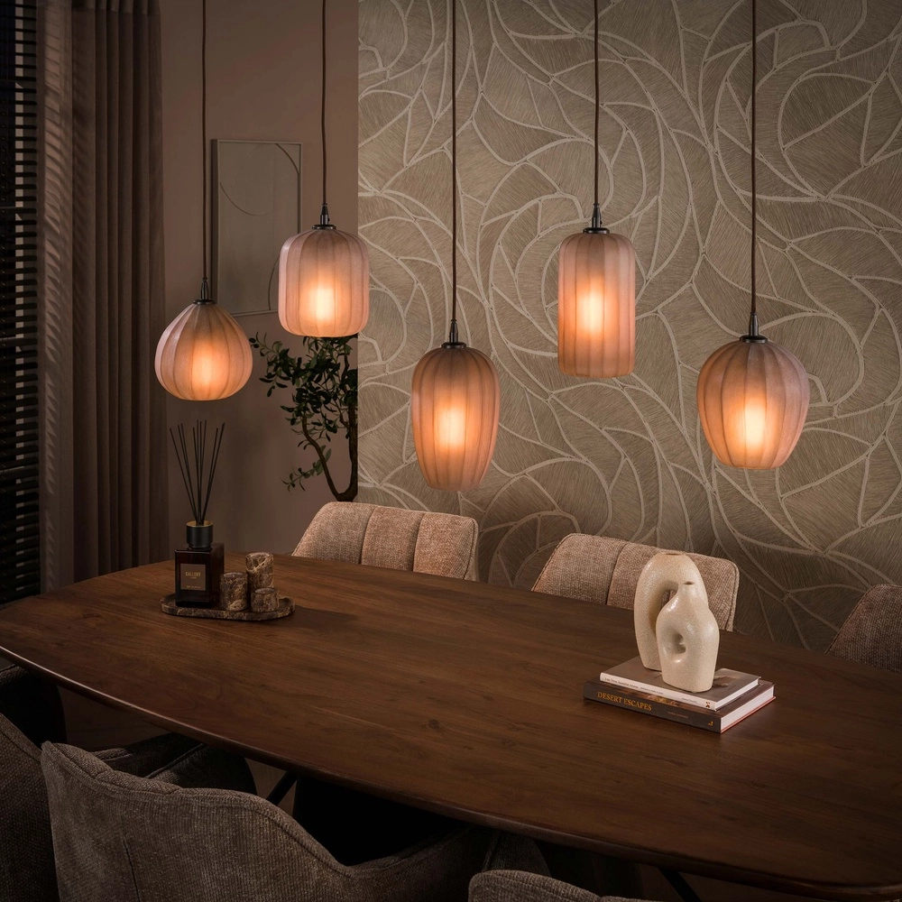 5-lichts hanglamp Altura sienna bruin met frosted glas