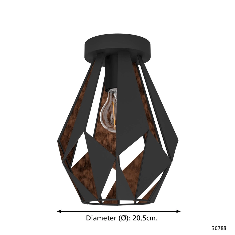 Plafondlamp Carlton 1 Ø 20cm - zwart Eglo 9002759307882