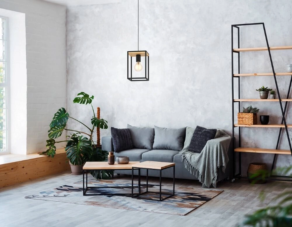 Landelijke hanglamp Libertad zwart met hout Eglo 9002759997953