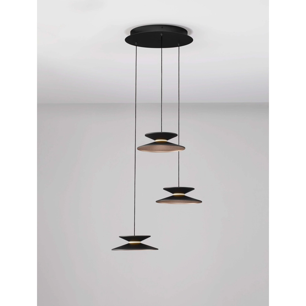 Design hanglamp Morfi 3-lichts zwart Lyora 5212017458476