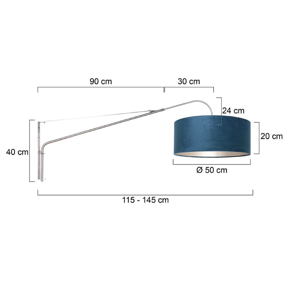 Verstelbare muurlamp Elegant Classy RVS met blauw Steinhauer 8712746147315