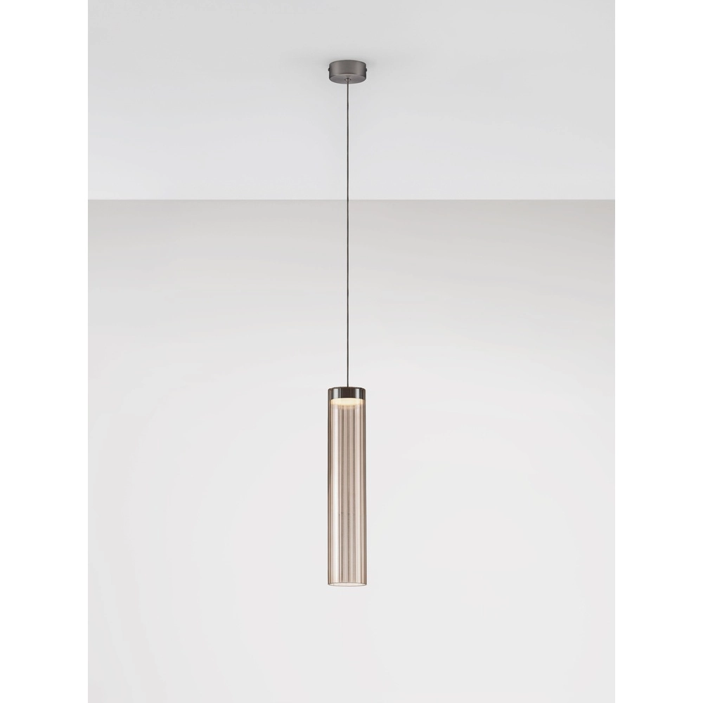 Design hanglamp Brielle antraciet met mokka glas Lyora 5212017495419