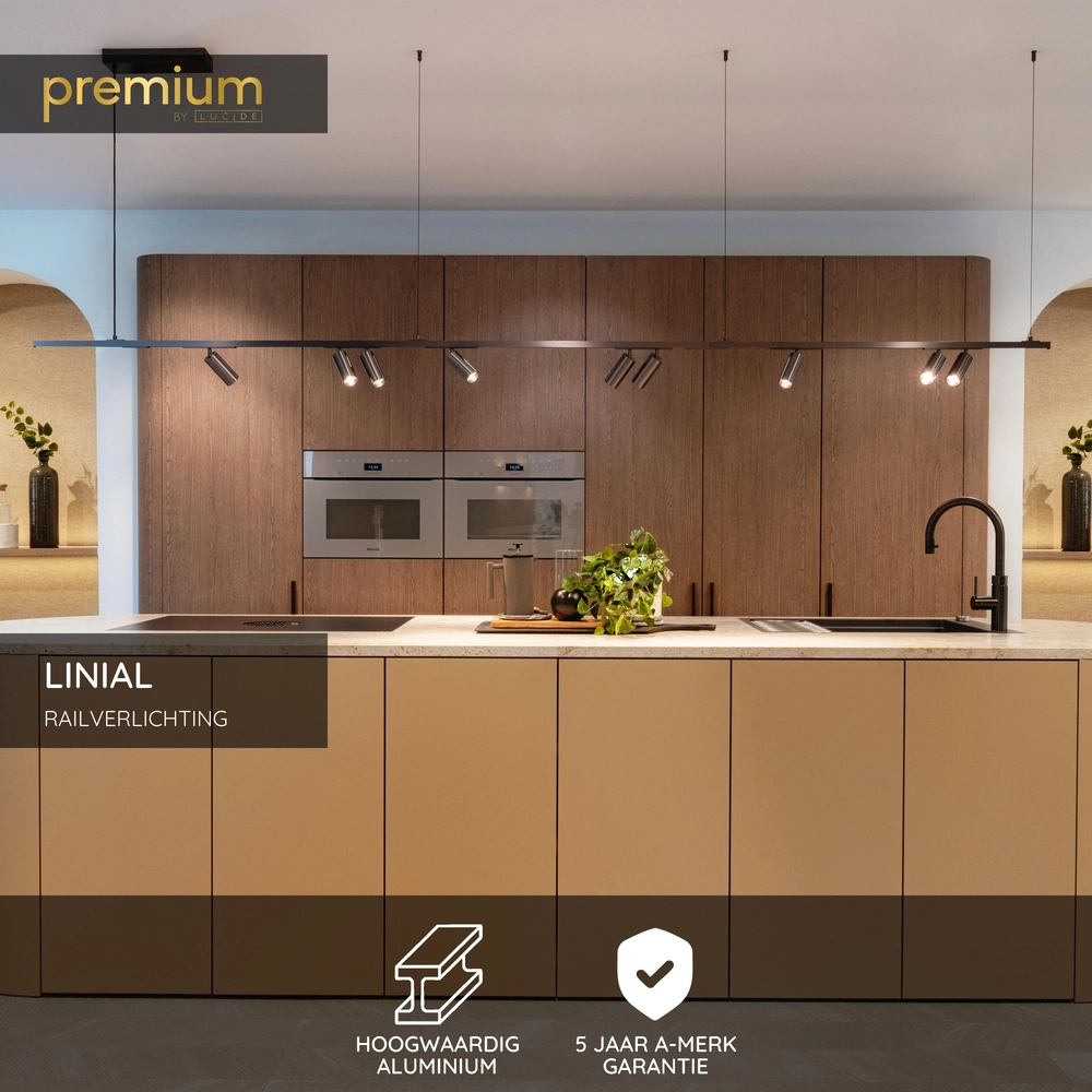 1 meter rail 1-fase Linial mat zwart chroom Premium by Lucide 5411212551962