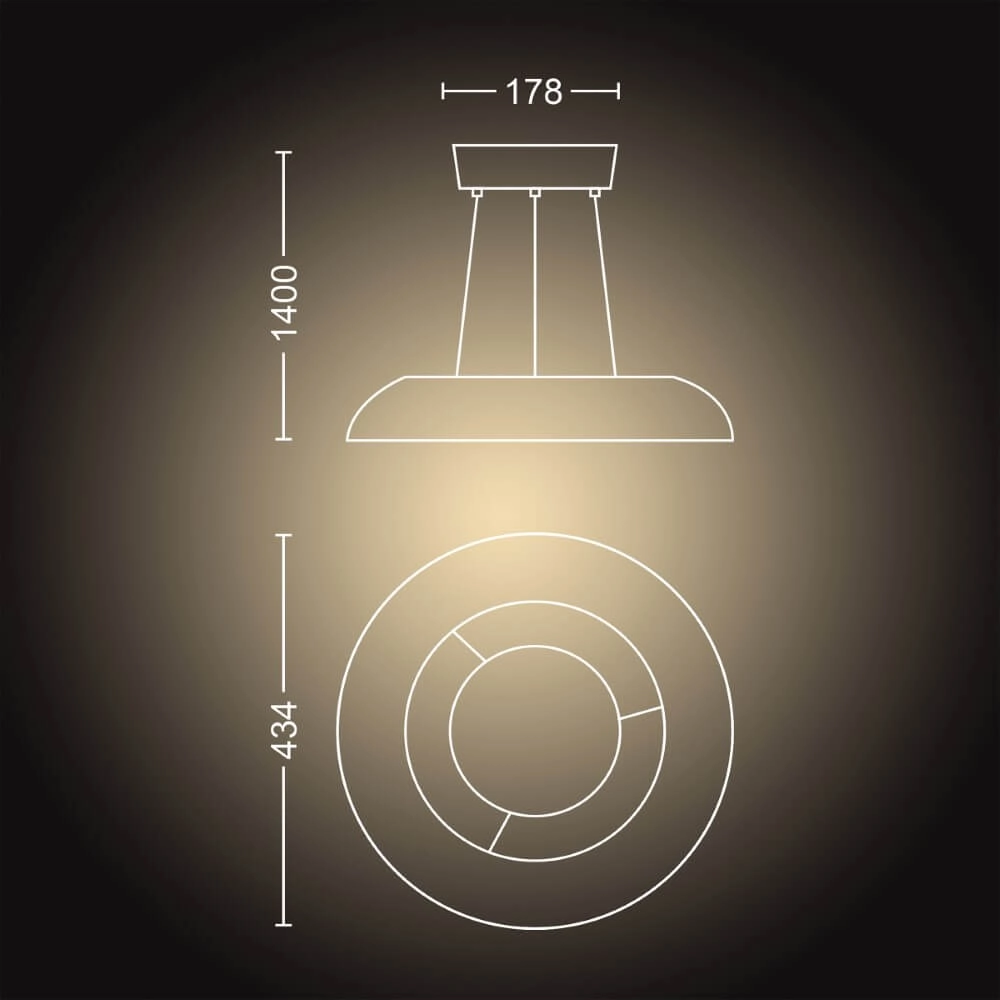 Hanglamp Hue Amaze - White Ambiance Ø 43,4cm zwart Philips 8719514341074