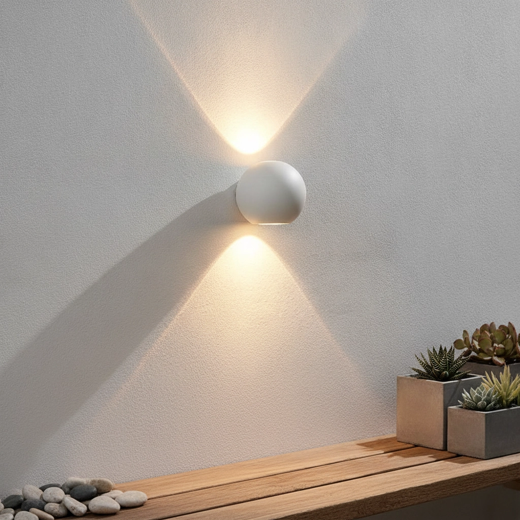 Buitenlamp up/down Denver rond - wit