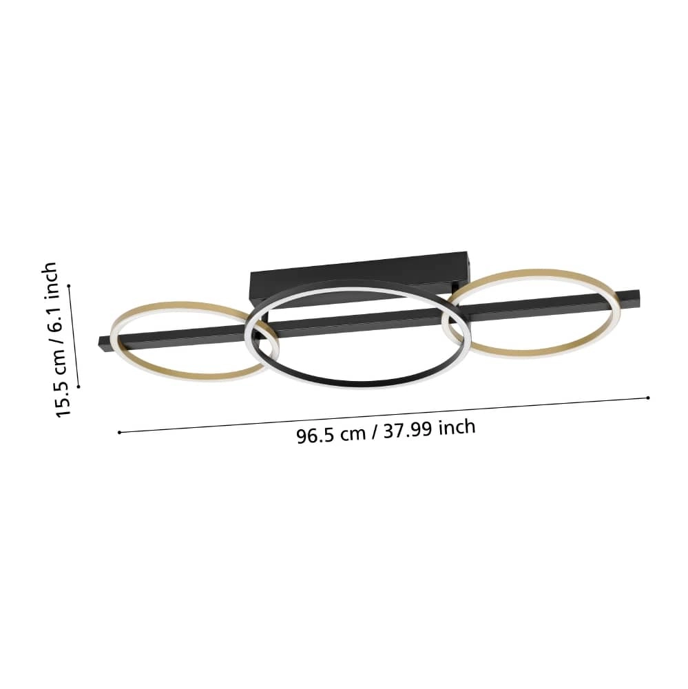 Plafondlamp met ringen Lanacera zwart met goud Stars of Light 9008606221400