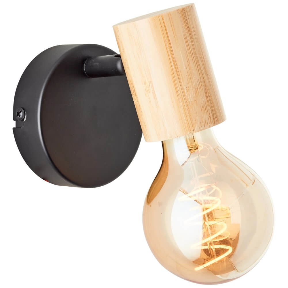 Wandlamp Kerry zwart met hout Wandlamp Kerry zwart met hout