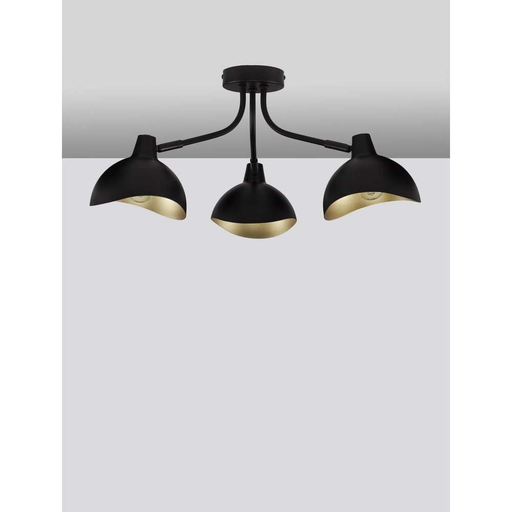 Plafondlamp Geti M zwart met gouden binnenkant