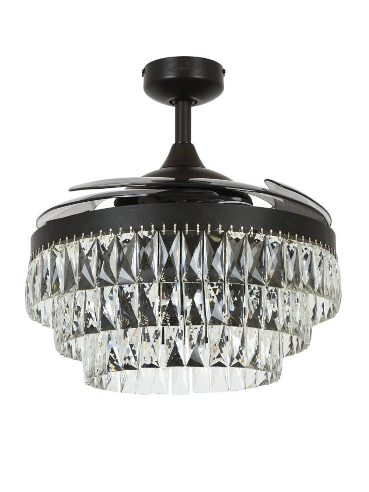 Zwarte plafondventilator met kristal Fanway Veil Ø 122cm Beacon 9333509143970