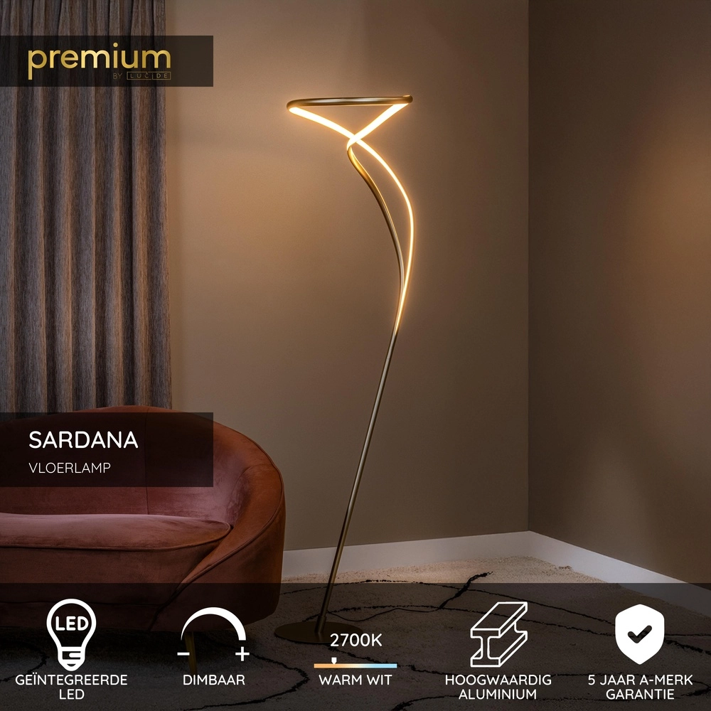 Vloerlamp Sardana design goud Premium by Lucide 5411212560261