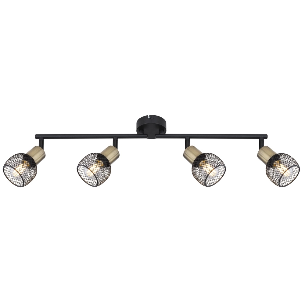 Plafondlamp Fiastra 4-lichts zwart met gaas Globo 9007371418121