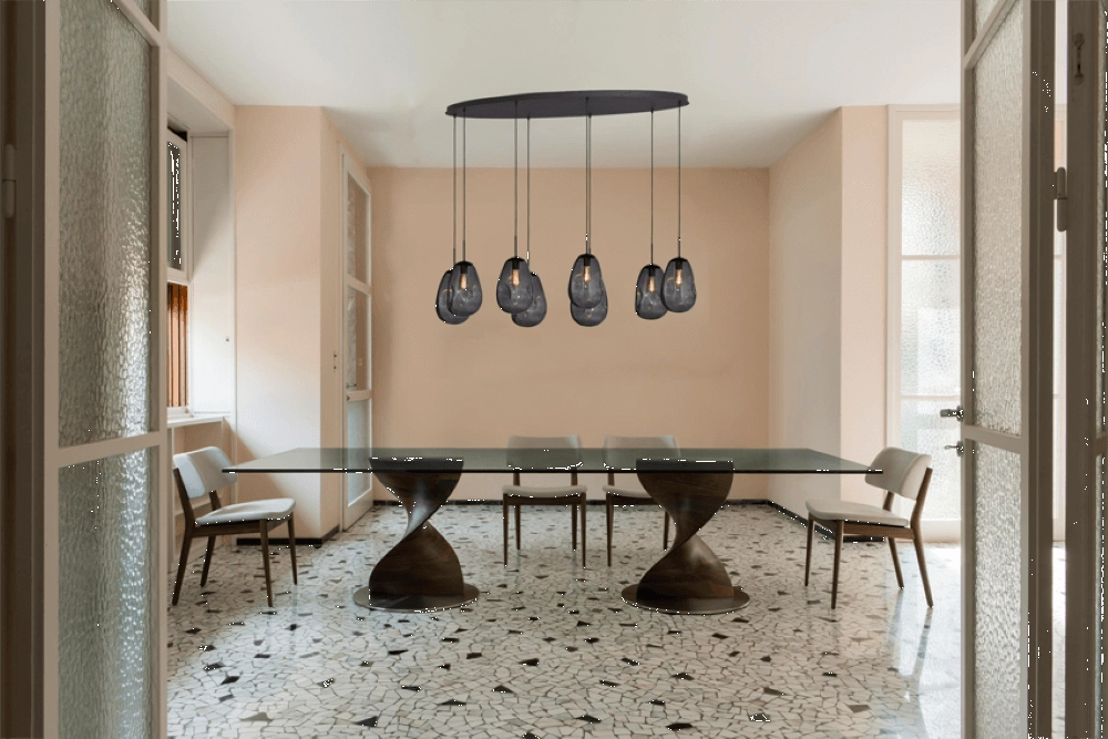 Hanglamp Lava Oval 8x smoke glas Ø 22,5cm Masterlight 8718121290218