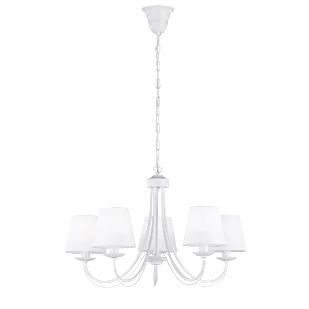 Witte landelijke kroonluchter Cortez 5-lichts 66cm Witte landelijke kroonluchter Cortez 5-lichts 66cm
