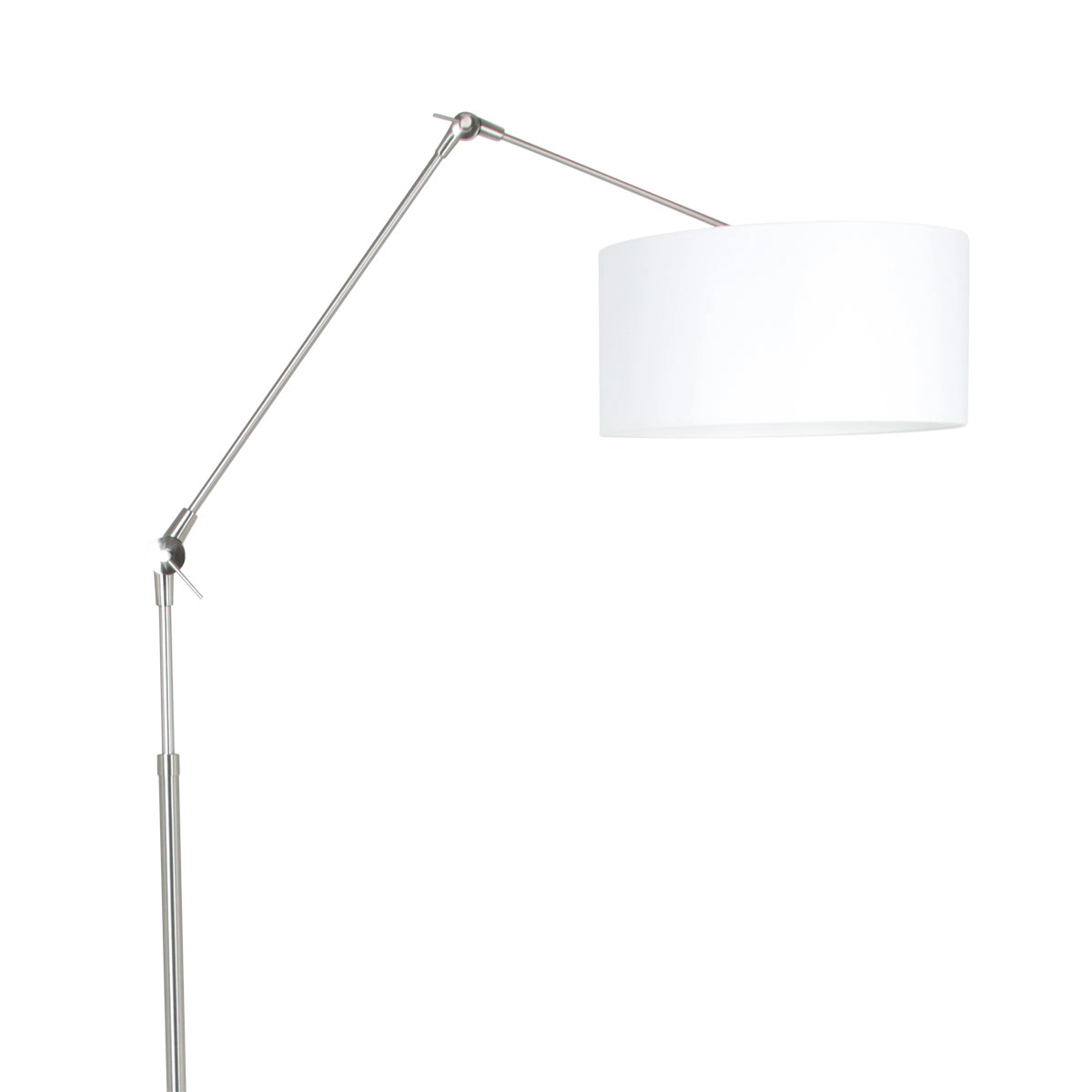 Vloer Leeslamp Prestige Chic RVS met 40cm witte chintz kap Steinhauer 8712746145700