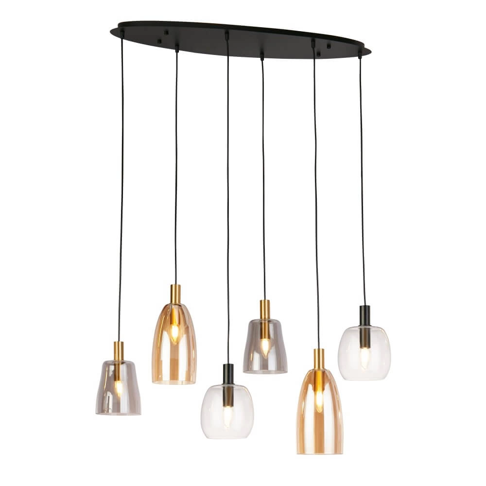 6-lichts hanglamp Divine meerdere kleuren glas Searchlight 5053423250656
