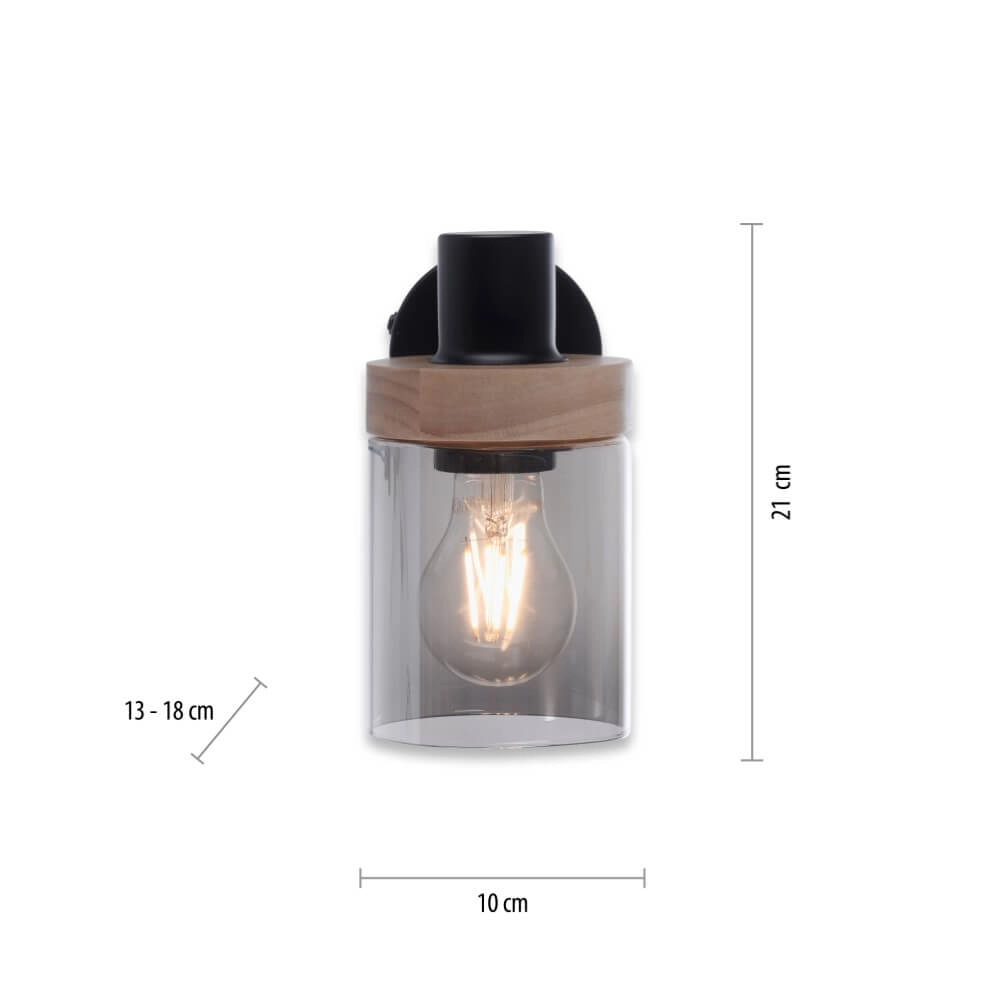 Wandlamp Pasqual zwart Just Light 4043689986100
